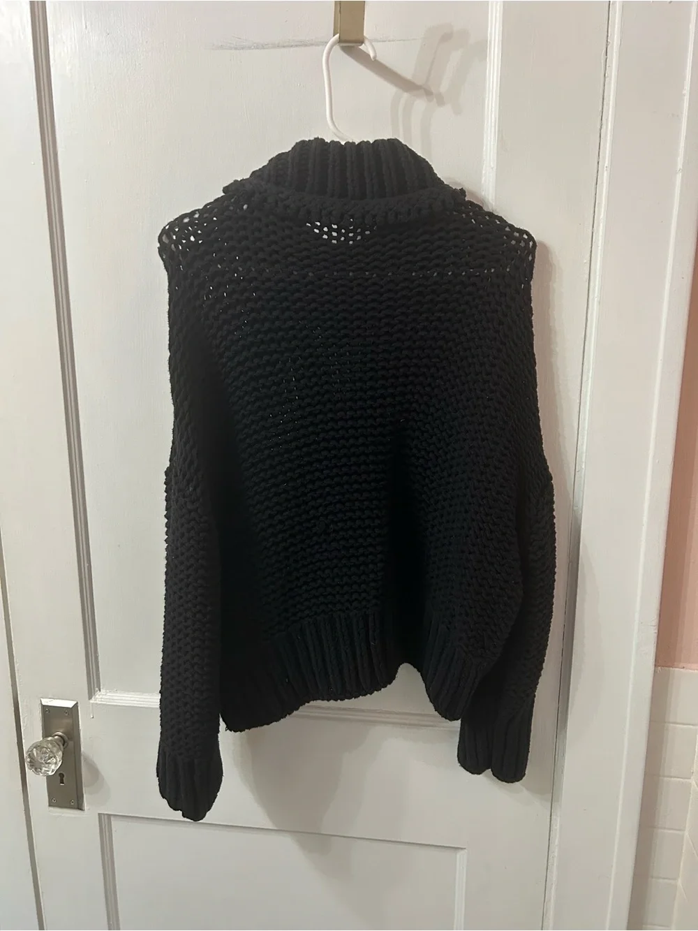 Free People Black Chunky Knit Turtleneck Sweater